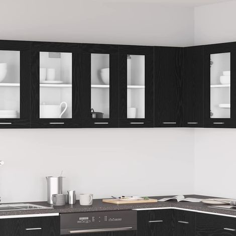 Hängeschrank Schwarz Eichen-Optik 60 x 31 x 60 cm Holzwerkstoff
