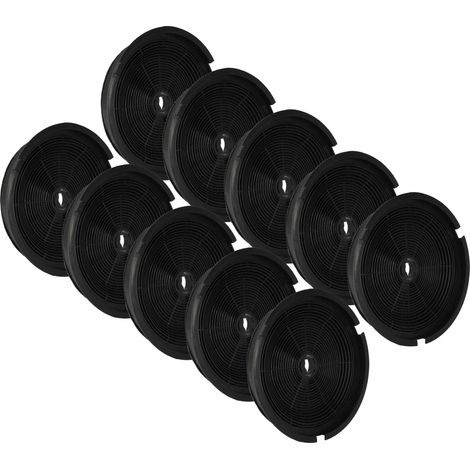 vhbw 10x Filtres à charbon actif compatible avec Honeywell Titanit, T01K2BS, Quarz - TD-600ED, Quarz, QFS-600ED, QFD-600ED hotte aspirante - 19 cm