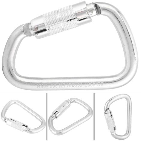 Mousqueton en D en aluminium à verrouillage automatique pour escalade et via ferrata, sécurité renforcée
