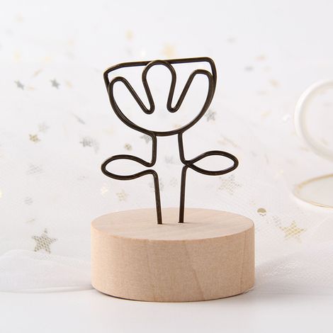Porte-carte en bois design original pour photos et cartes de visite, décoration florale pour bureau et maison, support élégant et unique. (1/4)