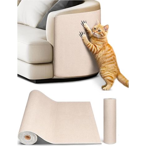 Griffoir autocollant compatible avec les chats 40 x 200 cm - Protection murale, protection canapé, protection d'angle, griffoir à monter soi-même, tapis à griffer pour chat (1/5)
