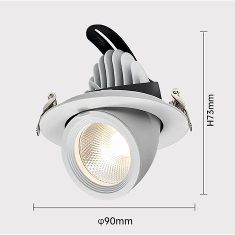 spot led plafonnier encastré angle réglable - ouverture 75-80mm, diamètre 90mm, 12W, 4000K, blanc, 1pc (1/4)
