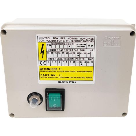 Coffret de démarrage 1,5kW pour pompe immergée 220V – Condensateur 60uF – Protection thermique – Boîtier IP54 étanche – CRD (1/5)