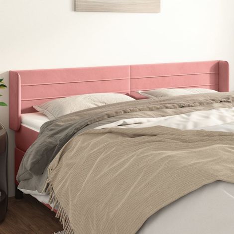 Tête de lit avec oreilles Style Classique Armoire de lit - Rose 203x16x78/88 cm Velours BV676057 - BonneVie (1/5)