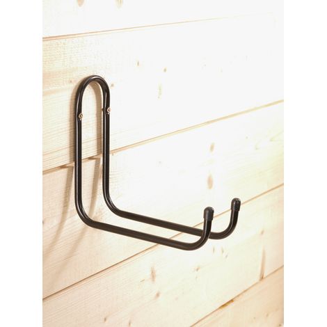 Mottez – Crochet double de rangement 220mm tube Ø 10mm peint noir – Fixation murale pour charges lourdes – Pour espaces confinés (1/6)