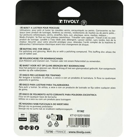 Tivoly • Cuffia per lucidatura in cotone con cordino • Ø125mm • Per lucidare tutte le superfici