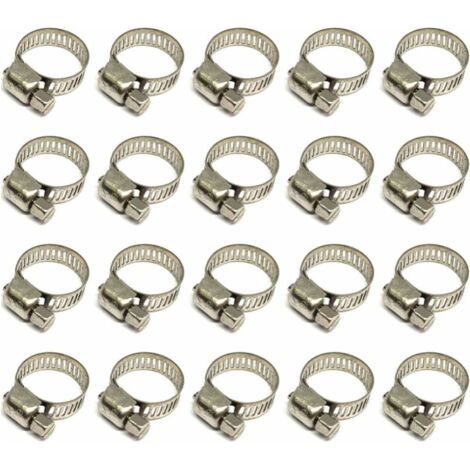 20 Pièces Collier De Serrage Tuyau, Collier De Serrage Tuyau Réglable 12-20mm, 304 Collier De Serrage Inox, Collier Serrage Métallique, Pour Tuyau, Home Gaz, Famille Tuyau D'eau, Câble, Robin (1/5)