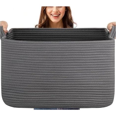 Esteopt Panier de rangement extra large 85L avec poignées - Boîte pliable en tissu résistant pour jouets, couvertures, vêtements saisonniers - Design gain de place escamotable (604035cm) (Gris foncé)