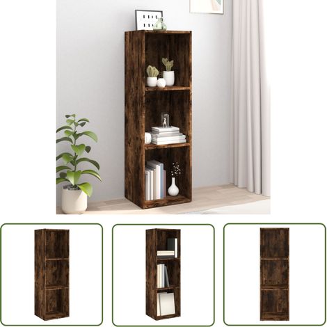 The Living Store Bücherschrank/TV-Schrank Räuchereiche 36x30x114cm Holzwerkstoff - Bucherschrank - Bücherregal - Fernsehtisch - Wohnzimmereinrichtung - Holzmöbel (1/5)