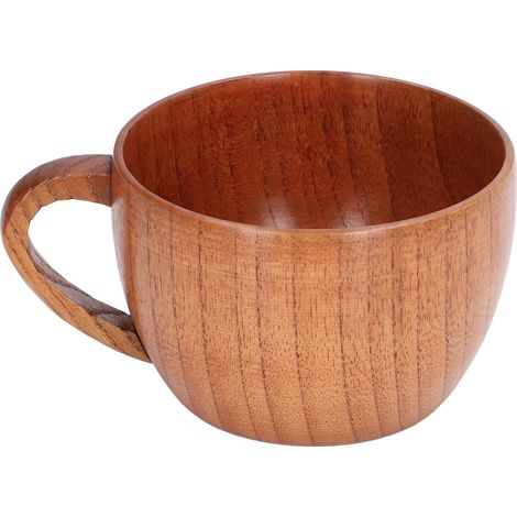 Tasse en Bois 200ml Ventre Rond pour Thé Café Vin, Mug Classique avec Anse pour Cuisine ou Bureau (1/5)