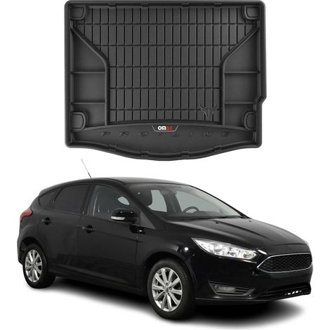 Tapis de Coffre 3D TPE Premium Compatible avec Ford Focus III Scräg 2010-2018 5 Portes - Bac de Protection de Coffre Intérieur antidérapant Revêtement de Coffre Bords Hauts pour Voiture Noir