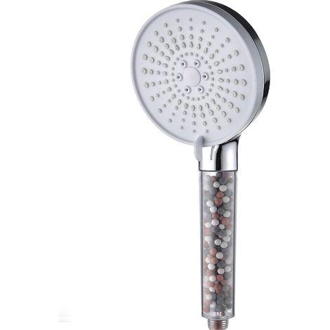 Pommeau de douche avec filtre économiseur d'eau, pommeau de douche anticalcaire haute pression, 5 modes de jet, blanc (1/5)