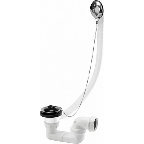 Drenaje de bañera con rejilla de acero inoxidable, botón-cadena y rebosadero sifón 360 (1/2)