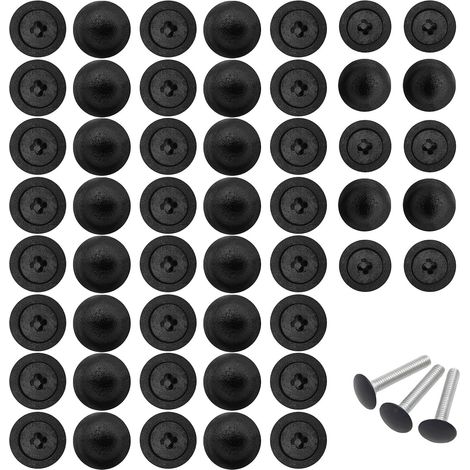 50 Pièces Capuchon à Vis en Plastique Cache-Vis, Anti-Rouille Cache Vis, Noir en Plastique Vis Cruciformes à Tête Croix, Capuchons Décoratifs Vis, Capuchons pour Clous Autotaraudeurs (1/5)