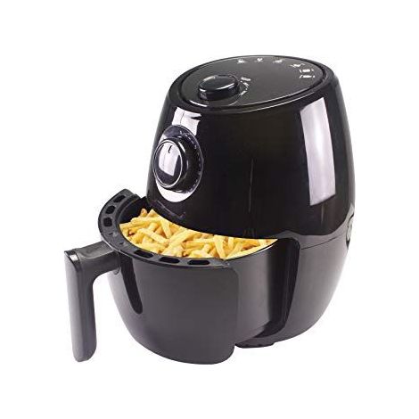 Friteuse à air chaud BEPER P101FRI001, sans huile, minuterie et température réglables, récipient et grille amovibles, capacité de 2 litres, puissance de 1000 watts, noire