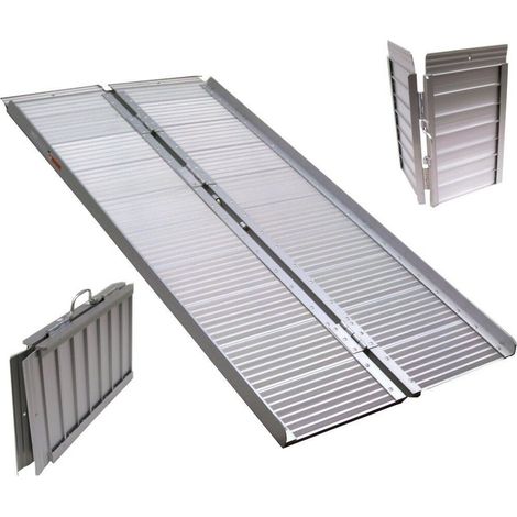 Alu Rollstuhlrampe 120cm klappbar Rollirampe 06145 Auffahrrampe Türschwellenramp (1/4)