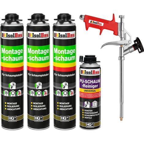 Pistolenschaum 3 x 750 ml + 1 Metall Schaumpistole + 1 Reiniger Bauschaum (1/5)
