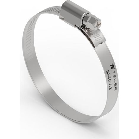 Collier de serrage à vis sans fin 30-45 (collier W2 - acier inoxydable) largeur 9 mm TEGER (vendu par paquets de 50) (1/3)