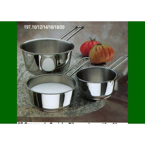 Casseruola conica in acciaio inox 1 manico 2 becchi 14 cm (1/2)