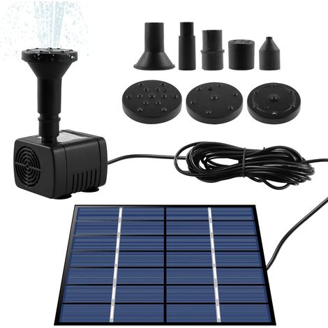 Kit de pompe à eau solaire portable pour fontaine (avec panneau solaire et 5 buses) pour la décoration de bassins et piscines de jardin. (1/5)