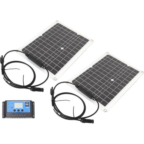 Kit de 2 panneaux solaires monocristallins en silicium de 50 W avec contrôleur 10 A pour voiture, yacht et camping-car. (1/5)
