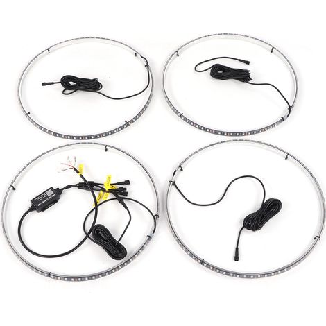 Lot de 4 anneaux lumineux LED 15,5 pouces RGB Bluetooth, étanches IP68, éclairage décoratif pour roues (1/5)