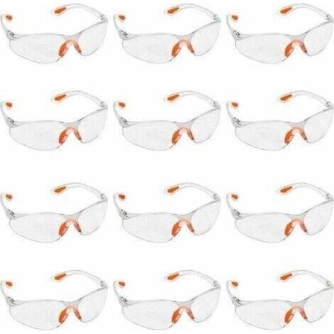BUNTHAUS PA Lot de 12 paires de lunettes de sécurité transparentes - Lunettes de protection avec verres en plastique, plaquettes nasales en caoutchouc et protège-branches pour un confort optimal - Lun (1/4)