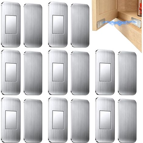 Lot de 8 serrures magnétiques pour placard - Aimants puissants avec fixation adhésive - Fermeture magnétique pour porte sans perçage - Serrure magnétique pour armoire de cuisine, armoire de (1/5)