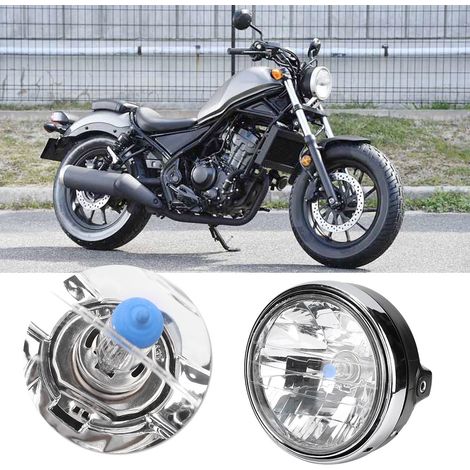Kompletter runder Retro-Motorradscheinwerfer, kompatibel mit CB400/900, verchromter Halogenprojektor, klare Optik, Ersatzteil (1/5)