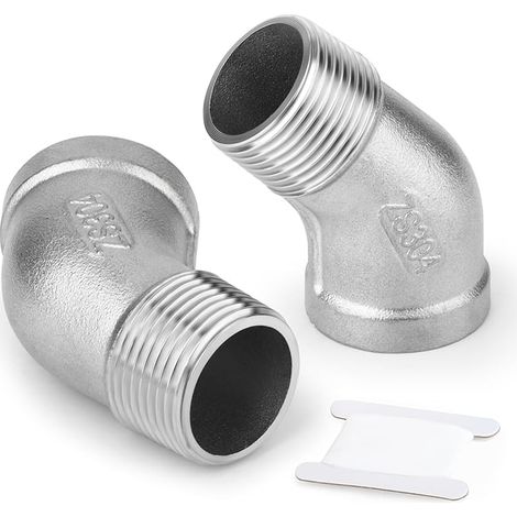 2 pièces 1/4" femelle vers 1/4" mâle en acier inoxydable 304 à 45 degrés pour les connexions de tuyaux (1/5)