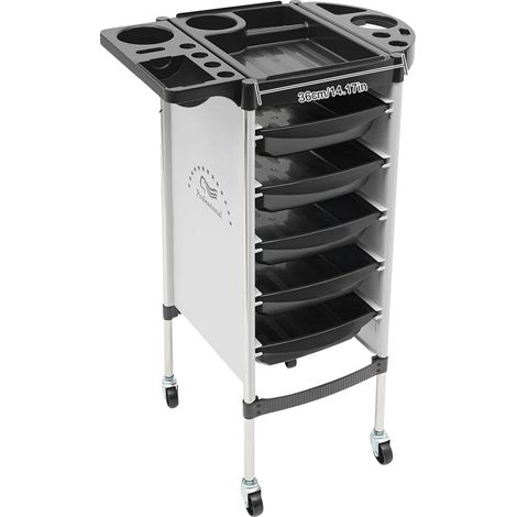 Chariot de Salon, Organisation à 6 Niveaux, Roues Universelles, BLANC (1/2)