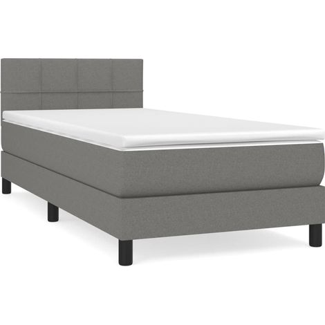 Maison Exclusive - Giroletto a Molle con Materasso Grigio Scuro 100x200 cm Tessuto
