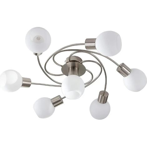 [GEBRAUCHT] B-Ware Lindby Deckenlampe Deckenleuchte Ciala 7 Flg Led Glas Metall Nickel E14 Weiß129