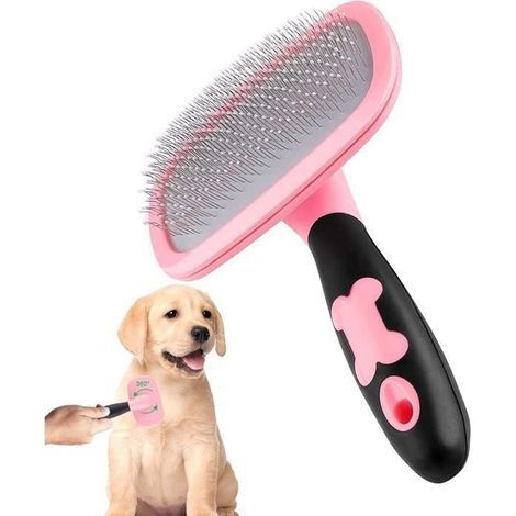 Brosse pour Chiens et Chats Toilettage Peigne pour Chien et Chat avec Poils Longs et Courts-Rose (1/4)