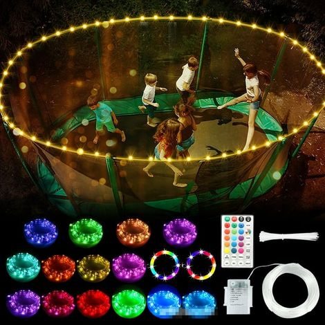 Trampoline aqua pour enfants avec éclairage LED 39,4ft, jet d'eau 39ft pour jeux extérieurs, commande à distance, lumière périphérique pour trampoline, animation de jardin, jeu d'eau amusant (1/5)