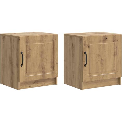 vidaXL Armadio da Notte 2 pcs Rovere Artigianale 43 x 34,5 x 47