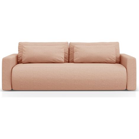 Canapé convertible + box 3 places en tissu structurel pêche (1/5)