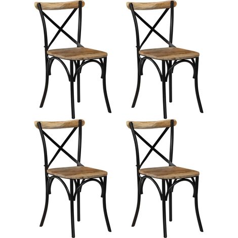 Esszimmerstühle 4 Stk. Schwarz Mango-Massivholz