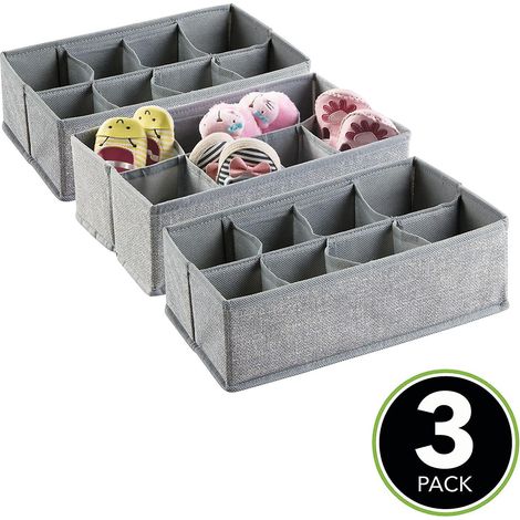 boite Rangement Enfant (lot De 3) Panier De Rangement En Polypropylne Avec 8 Compartiments Pour Chaussettes, Bavoirs, Etc. Aussi Comme Boite Ran (1/5)