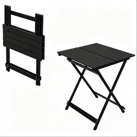 Mesa de picnic plegable de aluminio negro 50,5 x 46,5 x 60 cm (1/5)