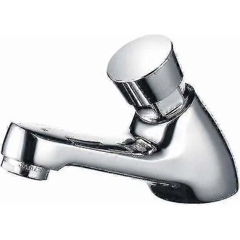 Robinet chromé avec arrêt automatique, fonction d'économie d'eau et minuterie pour évier de cuisine ou de salle de bain, pour usage domestique ou comm (1/2)