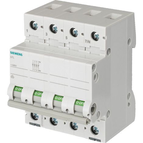 Interrupteur-sectionneur 32A 4 Pôles 4 Modules Gris Levier Siemens 5TL16320
