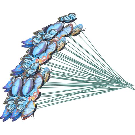 50 papillons artificiels décoratifs pour la maison, la cour ou les pots de fleurs. (1/5)