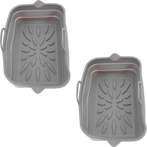 Plaque à Biscuits Pliable en Silicone 2pcs pour Friteuse à Air, Tapis de Cuisson Réutilisable Léger et Résistant la Chaleur Deux Poignées Cuisine et Pique-niques'-'-