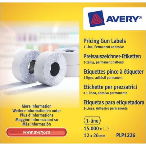 PLP1226 etiqueta autoadhesiva Etiqueta de precio Permanente Blanco 15000 pieza(s)