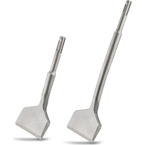 Burin SDS Plus Carrelage, Burin à Carrelage 165mm & 250mm x 75mm, Burin pour Carreleur Burin Large Plat SDS Plus, Ciseau à Carrelage Coudé 2 Pièces (1/5)