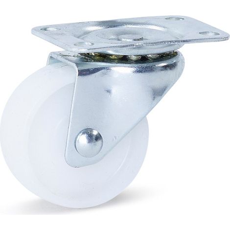 Roulette pivotante - MESO - PP blanc petit - Platine - 45mm - 35kg (1/2)