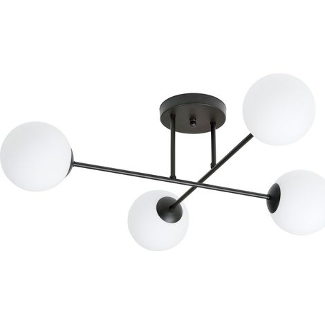[GEBRAUCHT] B-Ware Euluna Deckenlampe Leuchte Glaslampe Glasschirm Lampe Schwarz Opal 4 Flg.