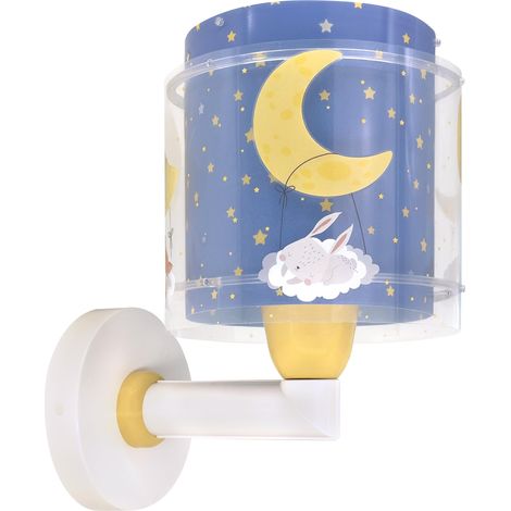 Applique Murale Enfant animaux étoiles lune nuages, 76639, E27, Bleu (1/5)