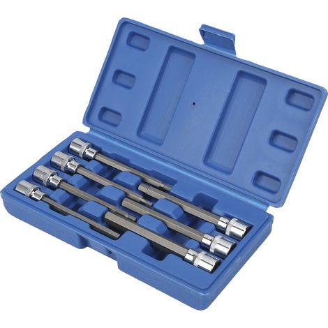 7-teiliges 3/8-Zoll-Vierkant-Sechskantschlüssel-Bit-Steckschlüssel-Set, extra lang, aus Chrom-Vanadium-Stahl, für den Einsatz zu Hause und am Auto (1/5)